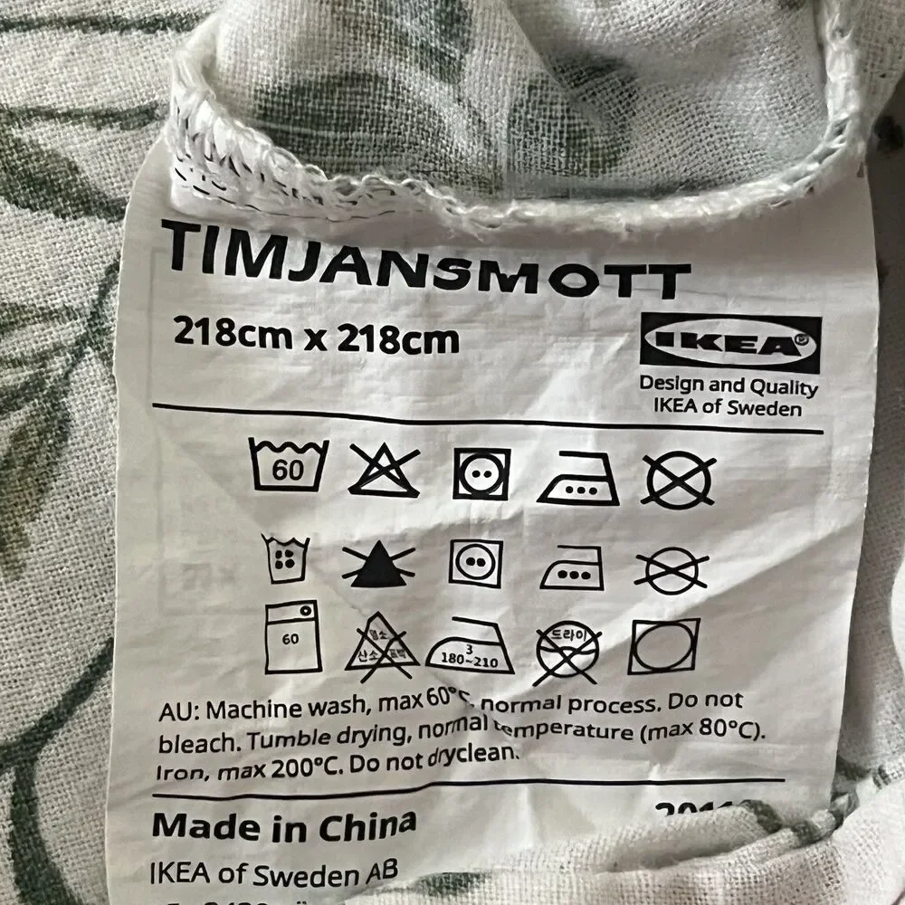 IKEA TIMJANSMOTT Duvet Cover Full/Queen + Shams 218X218 White Floral Botanicals